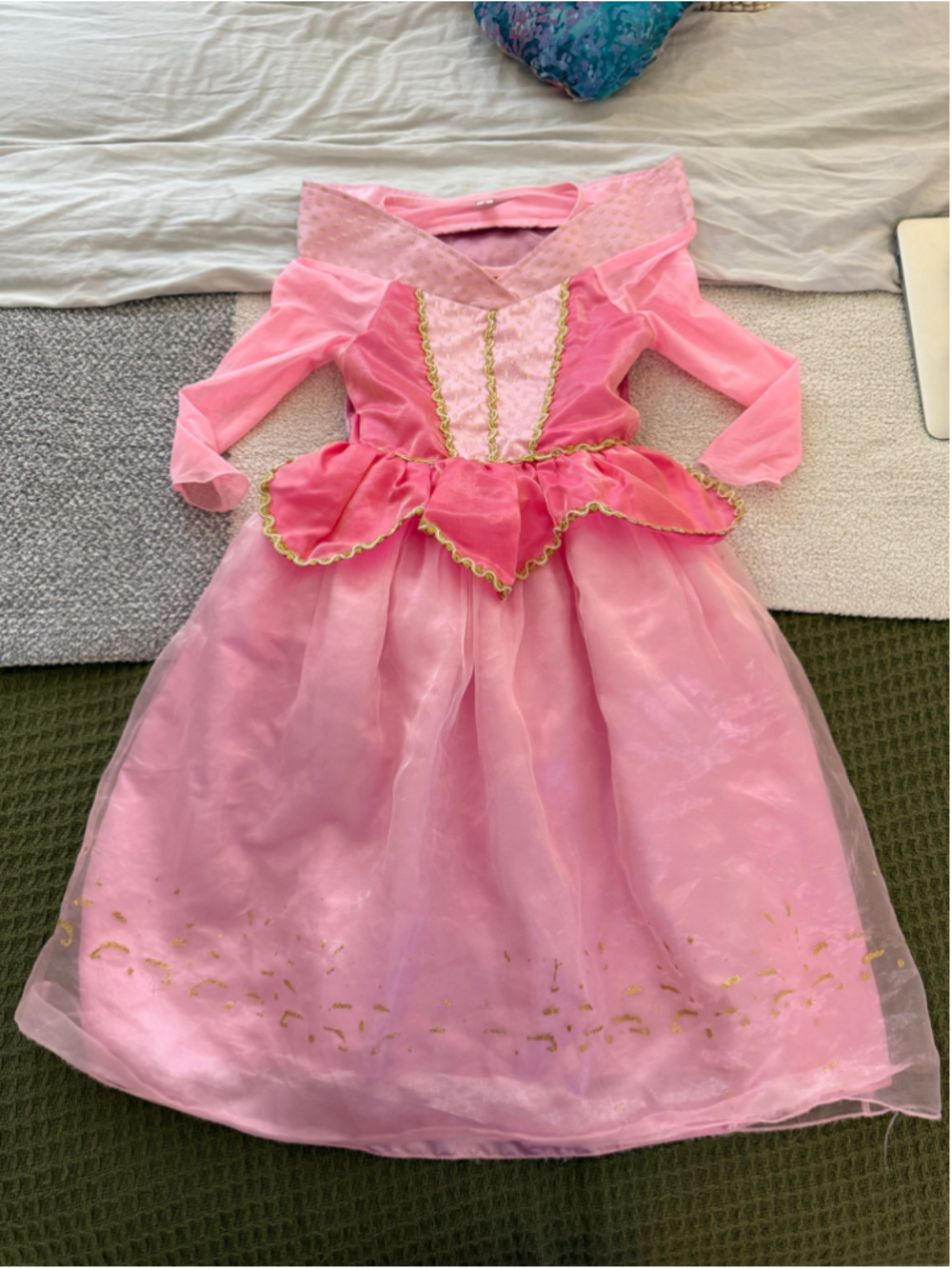 Girls Princess Costume Dress Pink Gold One Size